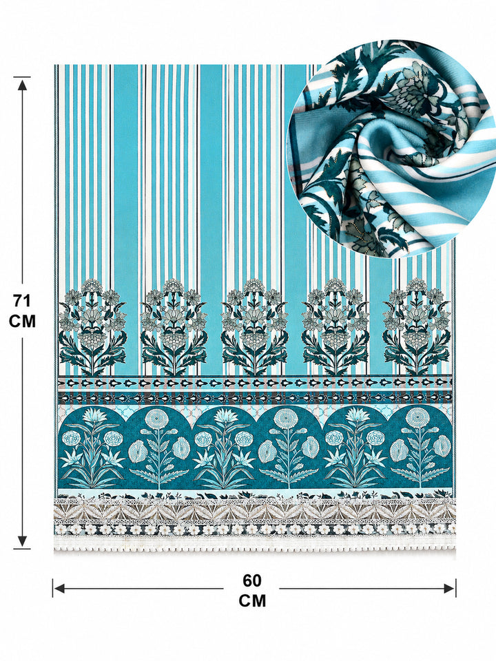 Velvet Sofa Mat 1 Seater Back & Seat | Heritage Stripe - Ocean Blue