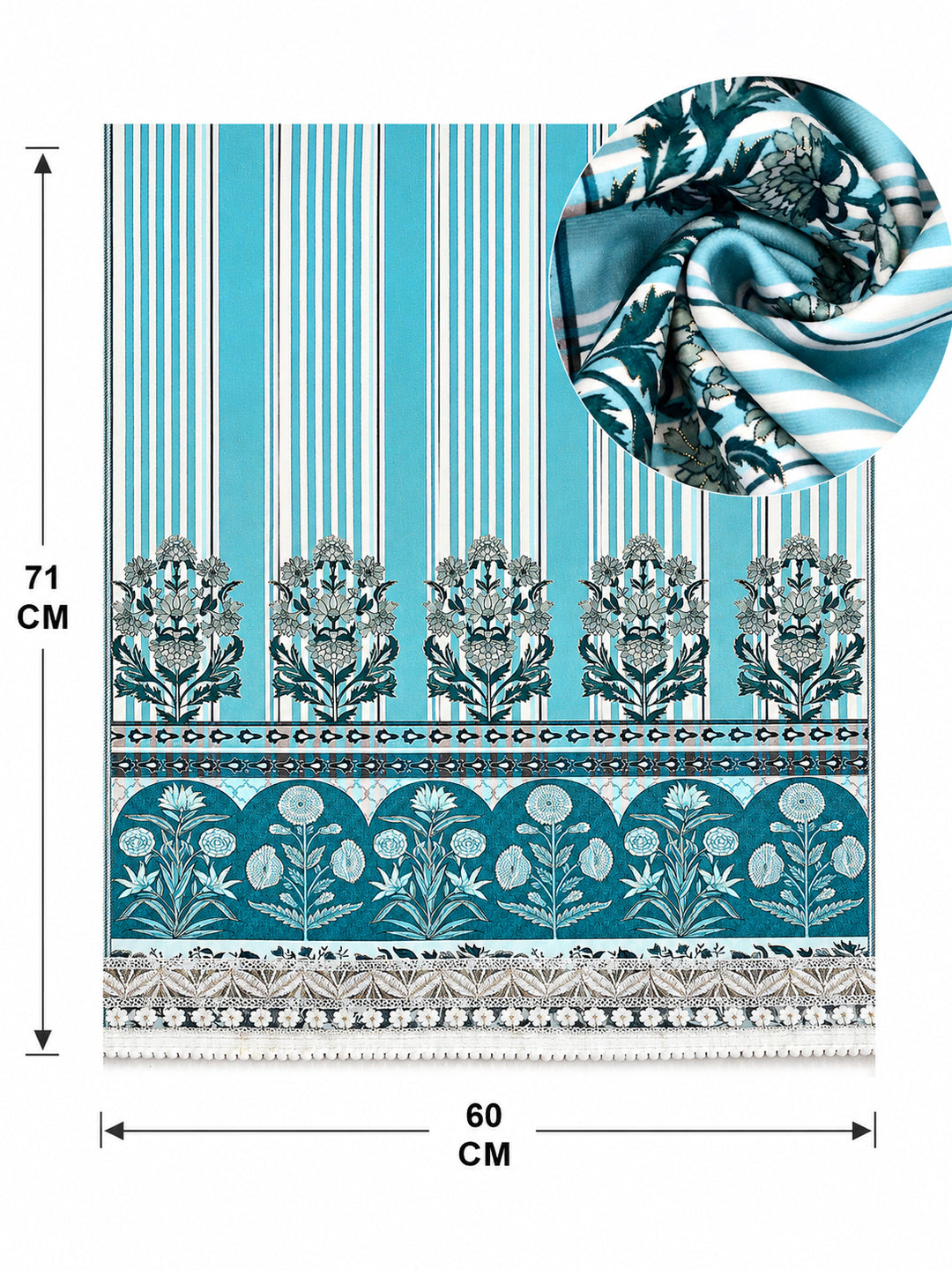 Suede Velvet Sofa Mat 1 Seater | Heritage Stripe - Ocean Blue