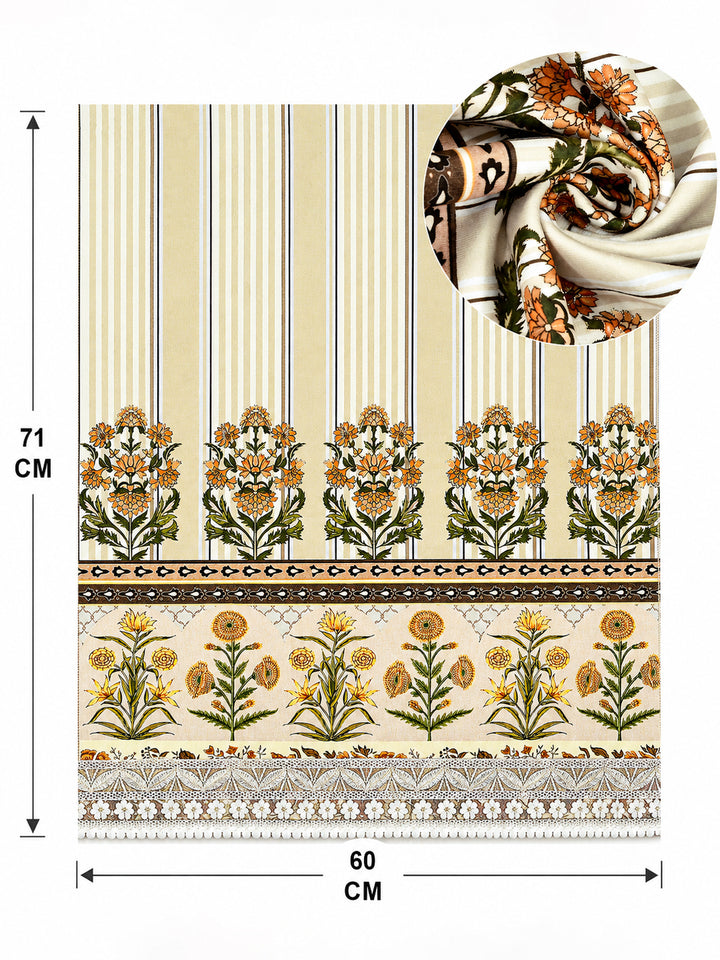 Velvet Sofa Mat 1 Seater Back & Seat | Heritage Stripe - Ivory Cream