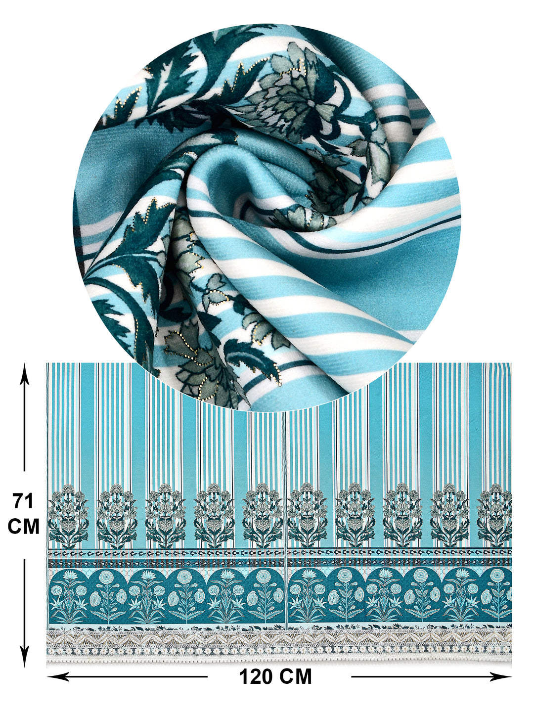 Suede Velvet Sofa Mat 2 Seater | Heritage Stripe - Ocean Blue