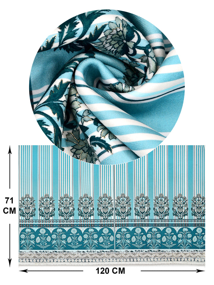 Suede Velvet Sofa Mat 2 Seater | Heritage Stripe - Ocean Blue