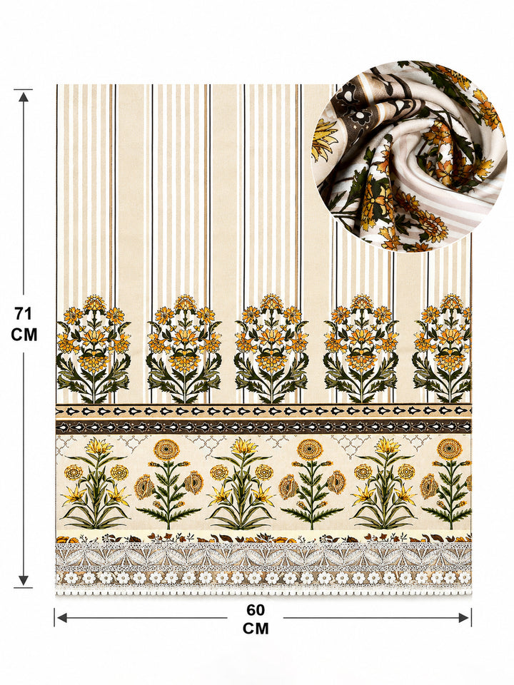 Suede Velvet Sofa Mat 1 Seater | Heritage Stripe - Natural Beige