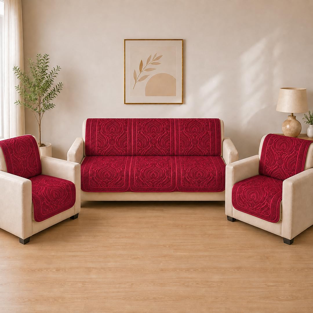 5 Seater Suede Back & Seat Sofa Cover (3+1+1) Royal Paisley