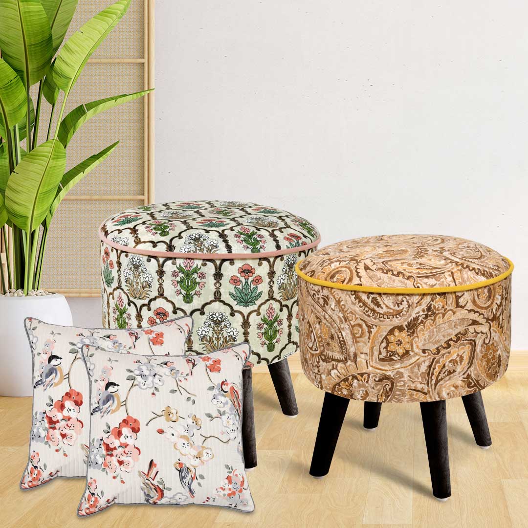 2 Ottoman | Free  set of 2 cushion covers