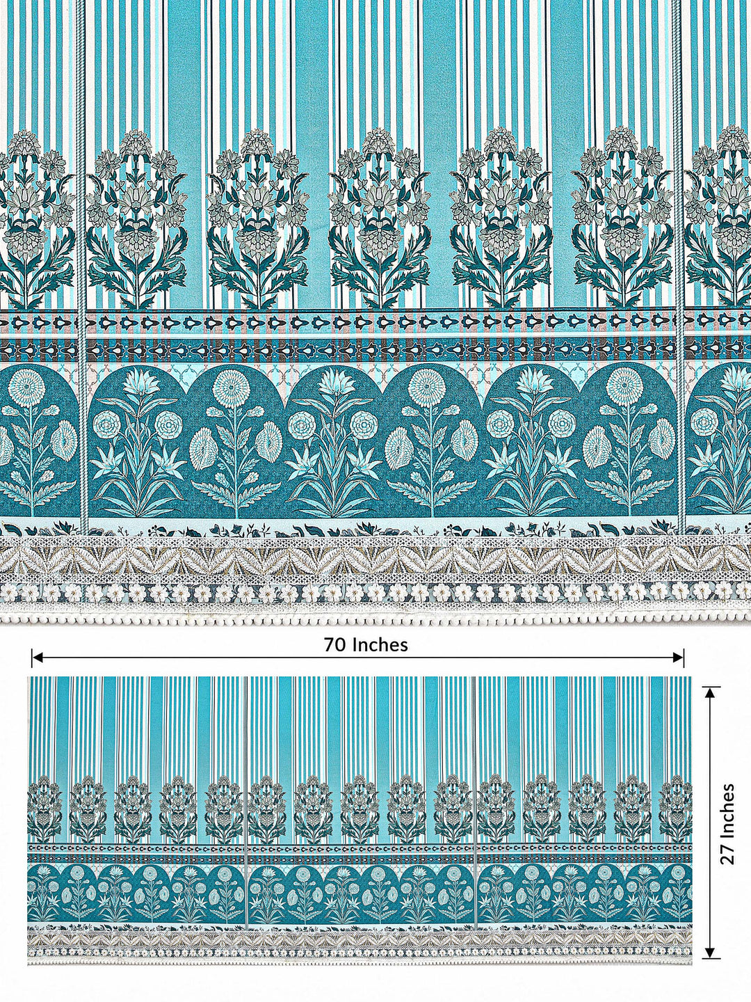 Suede Velvet Sofa Mat | Anti Skid & Machine Washable Sofa Cover Protector | Heritage Stripe - Ocean Blue