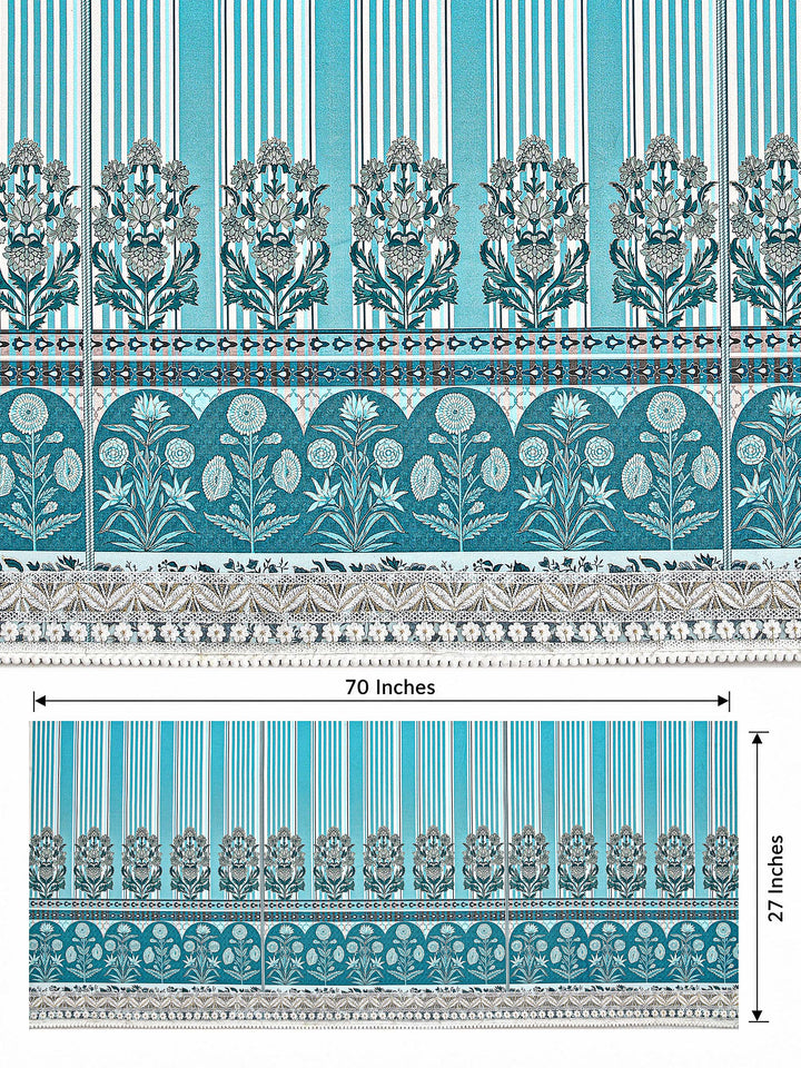 Suede Velvet Sofa Mat | Anti Skid & Machine Washable Sofa Cover Protector | Heritage Stripe - Ocean Blue