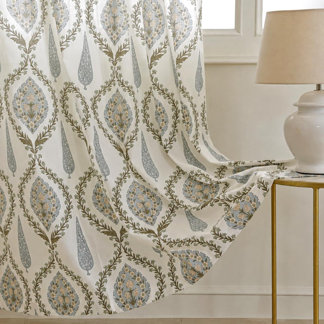 Cotton Sheer Curtain Set of 2 | 54x84 Inch/7 Feet | Aqua Sage