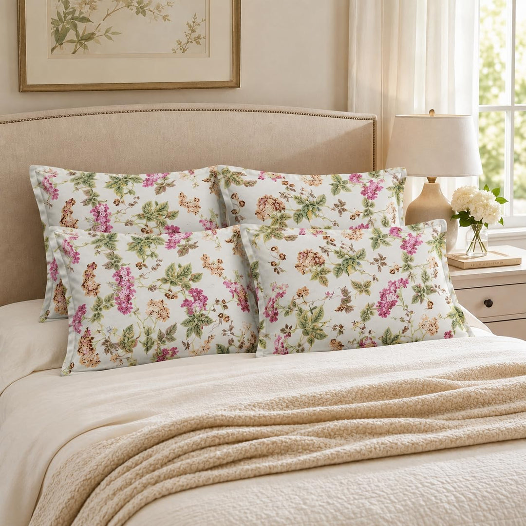 100% Cotton Pillow Covers Set of 4, Spring Sonata, 17x 27 Inch