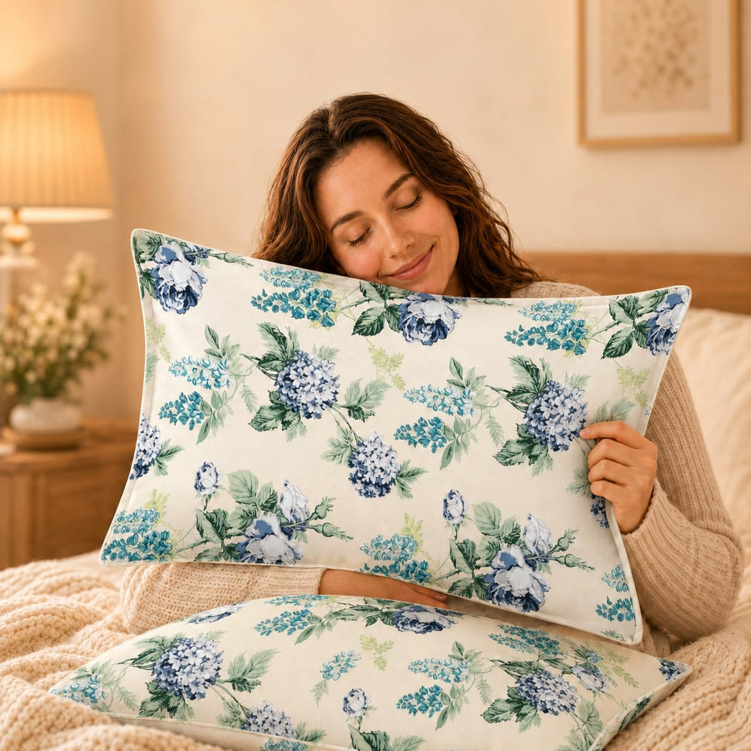 100% Cotton Pillow Covers Set of 2, Royal Bloom, 17x 27 Inch