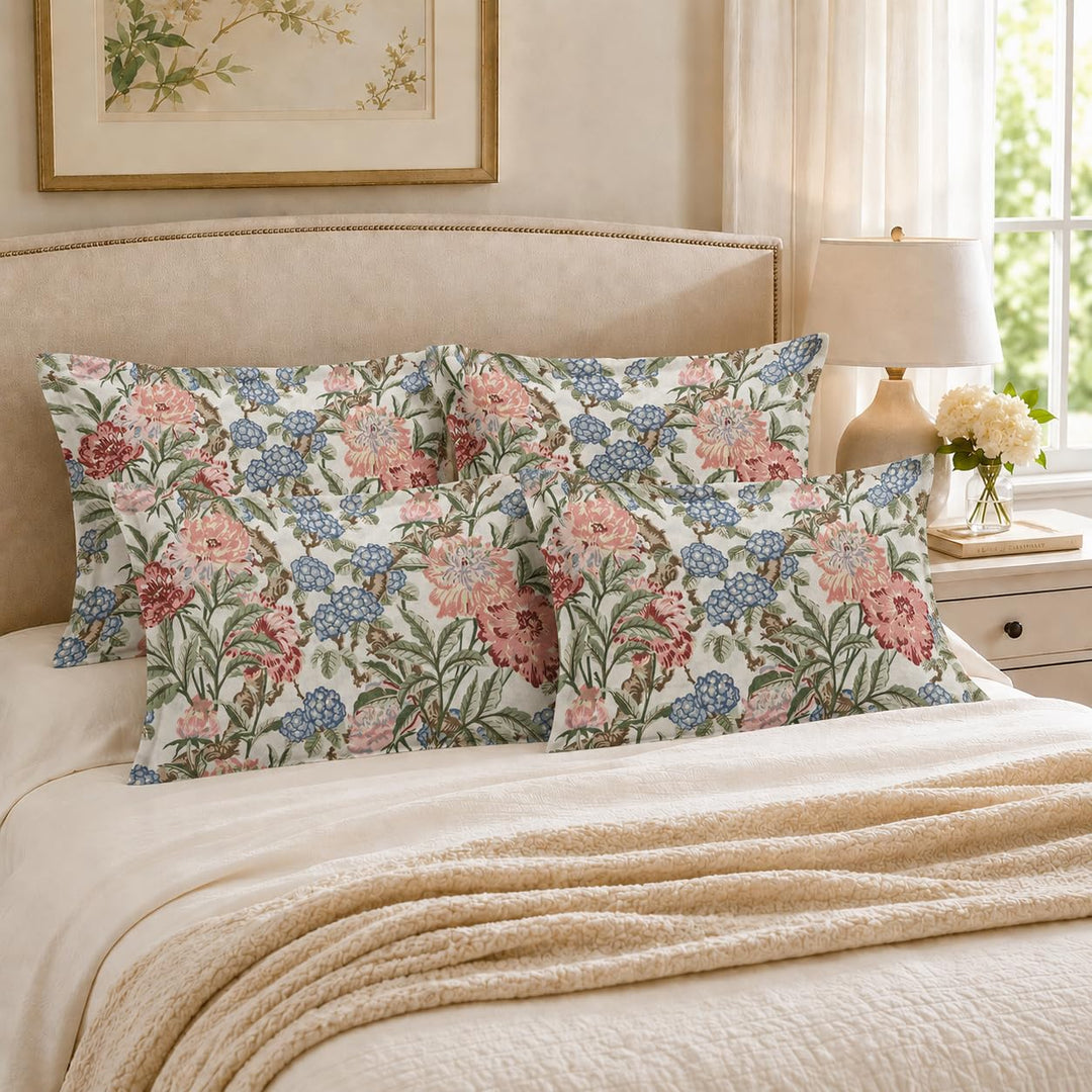 100% Cotton Pillow Covers Set of 4, Coral Mist, 17x 27 Inch