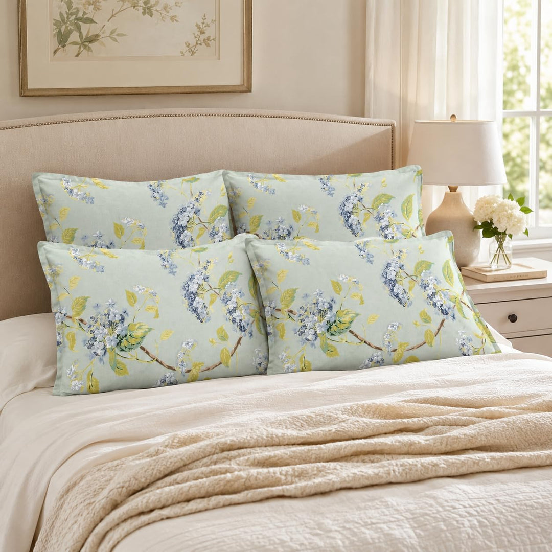 100% Cotton Pillow Covers Set of 4, Morning Mist, 17x 27 Inch