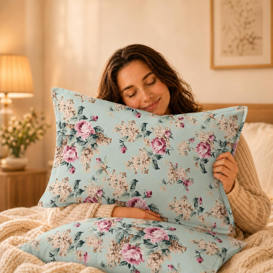 100% Cotton Pillow Covers Set of 2, Sea Breeze, 17x 27 Inch
