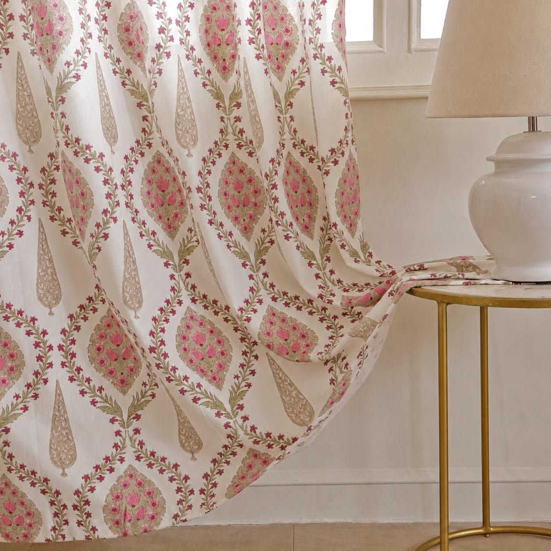 Cotton Sheer Curtain Set of 2 | 54x60 Inch/5 Feet | Blush Ivory