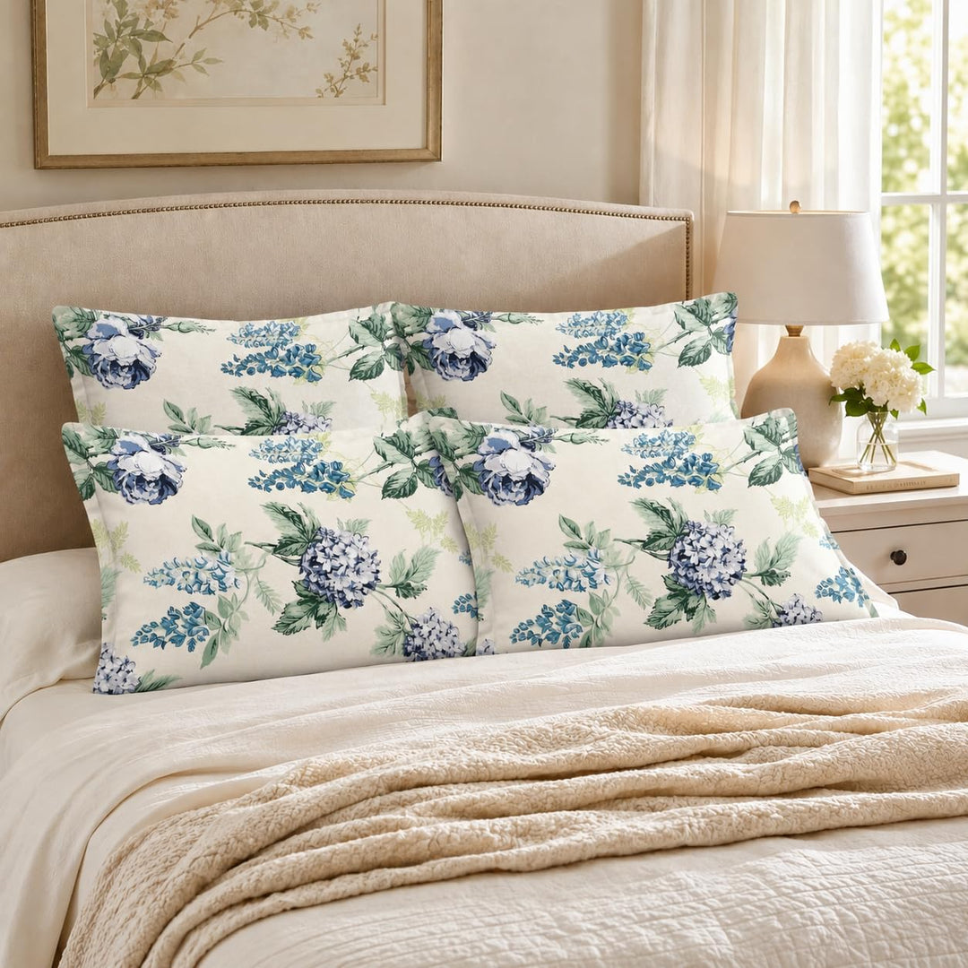 100% Cotton Pillow Covers Set of 4, Royal Bloom, 17x 27 Inch