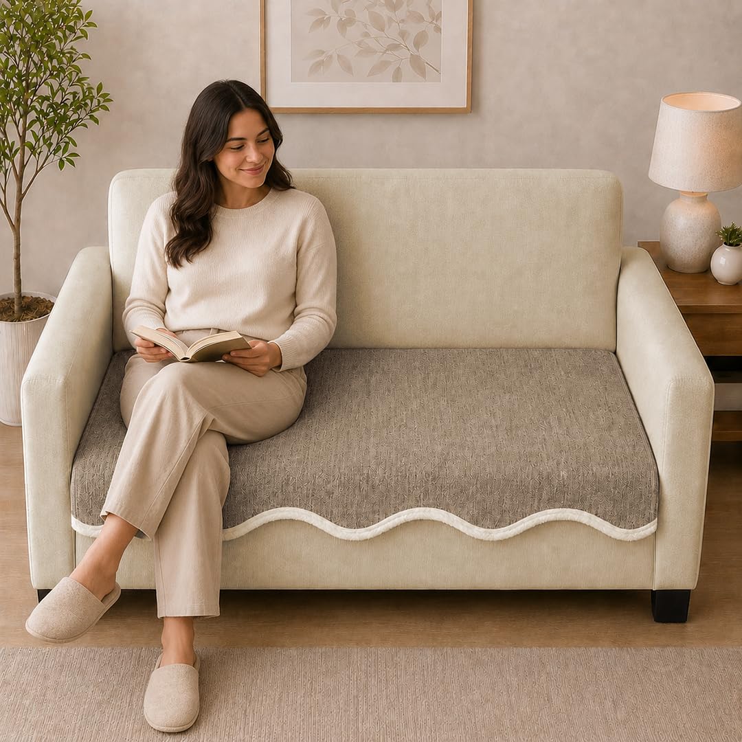 Suede Velvet Sofa Mat 2 Seater | Velvet Wave - Mocha Taupe