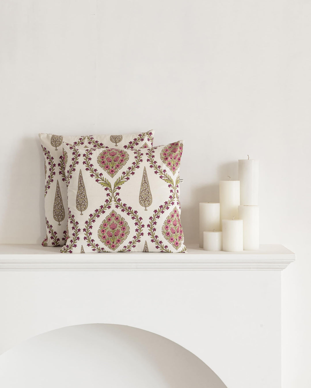 Premium Cotton Decorative Throw Cushion Covers for Sofa Living Room ; Set of 2; 18x18 Inches; Spring Petals