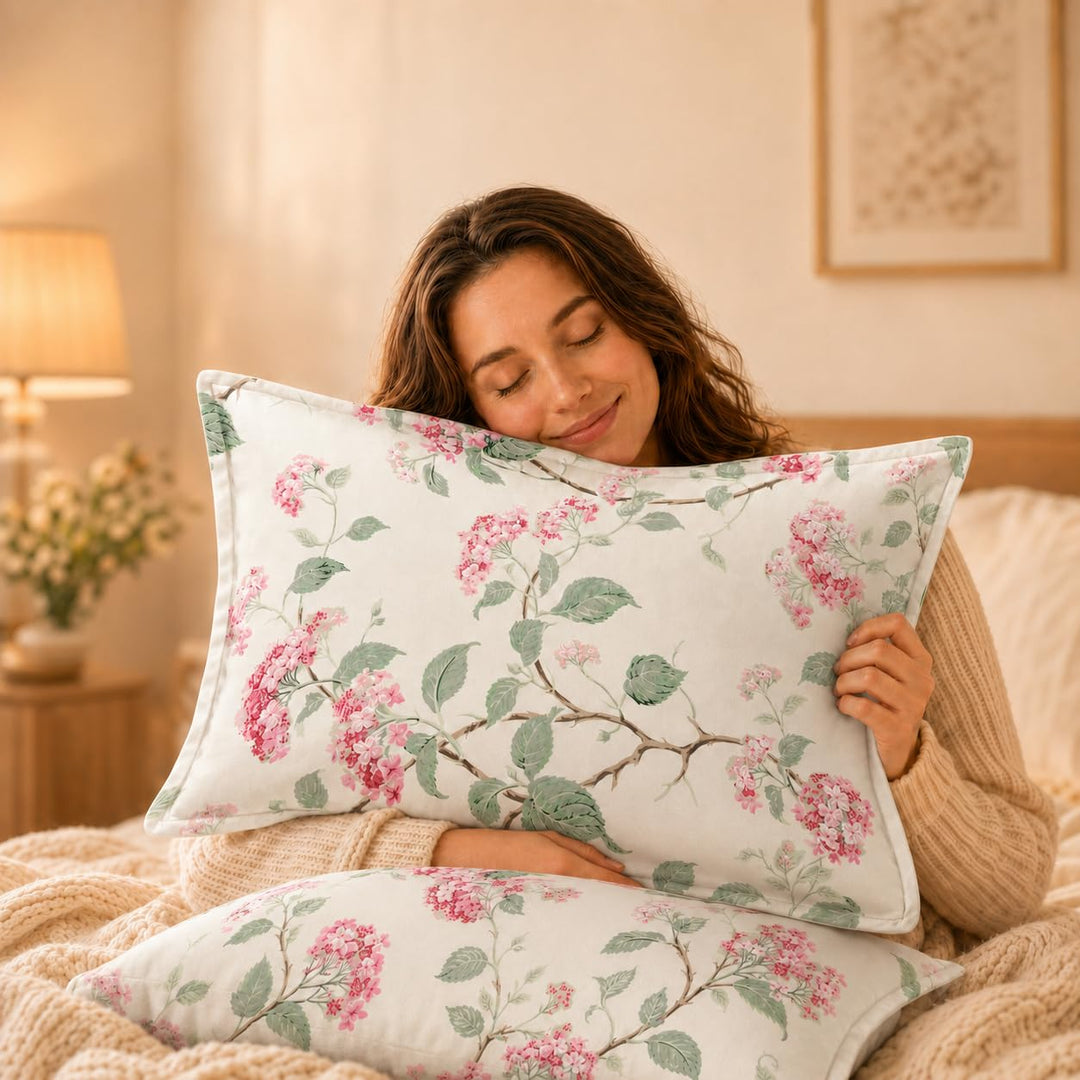 100% Cotton Pillow Covers Set of 2, Blush Ivory, 17x 27 Inch
