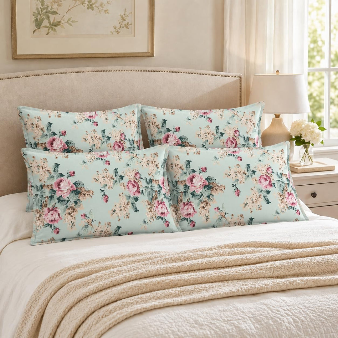 100% Cotton Pillow Covers Set of 4, Sea Breeze, 17x 27 Inch