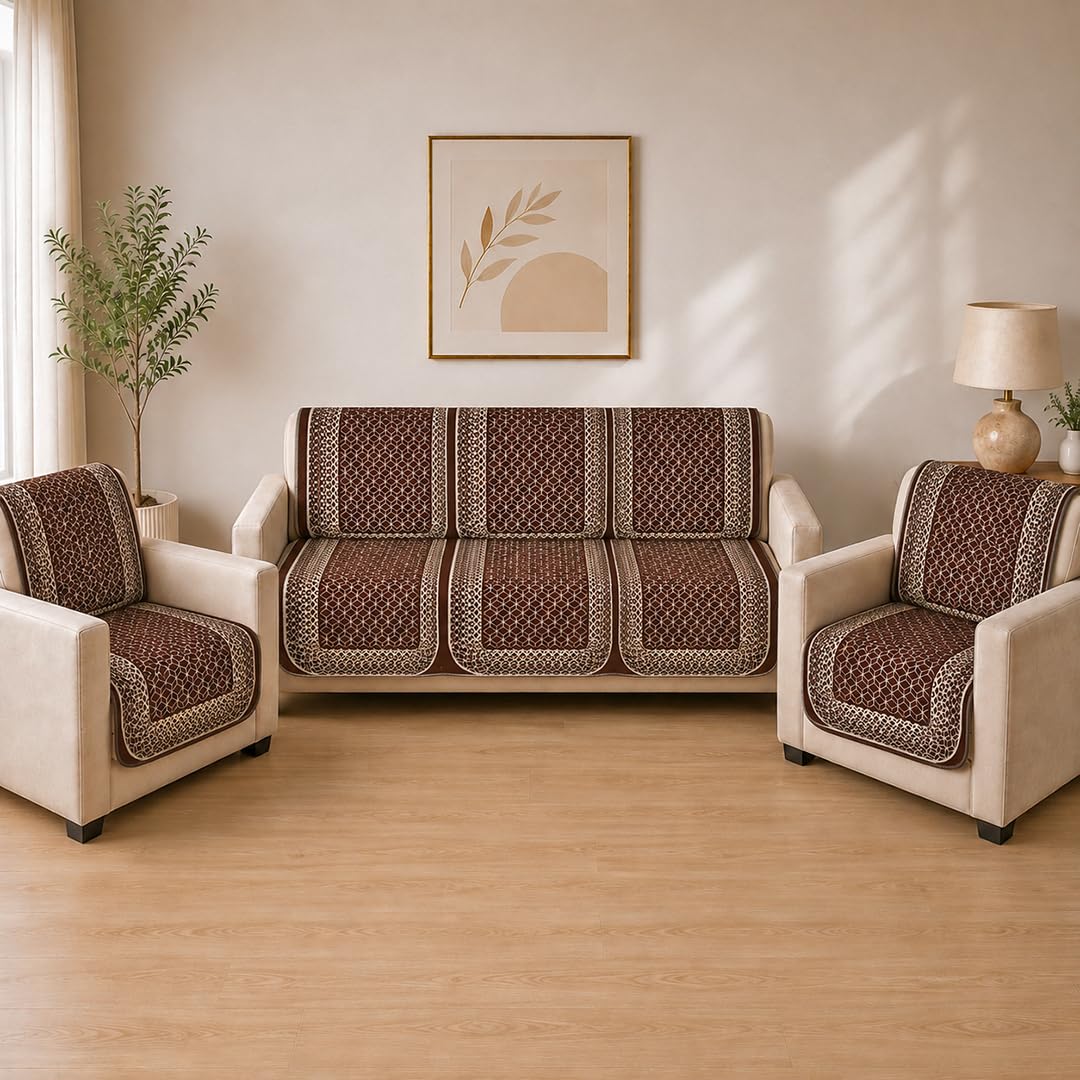 5 Seater Suede Back & Seat Sofa Cover (3+1+1) Diamond Weave