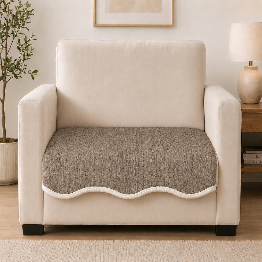 Suede Velvet Sofa Mat 1 Seater | Velvet Wave - Mocha Taupe