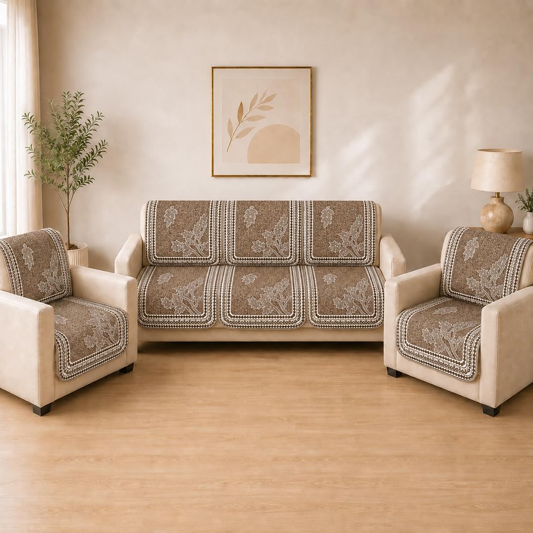 5 Seater Suede Back & Seat Sofa Cover (3+1+1) Floral Heritage
