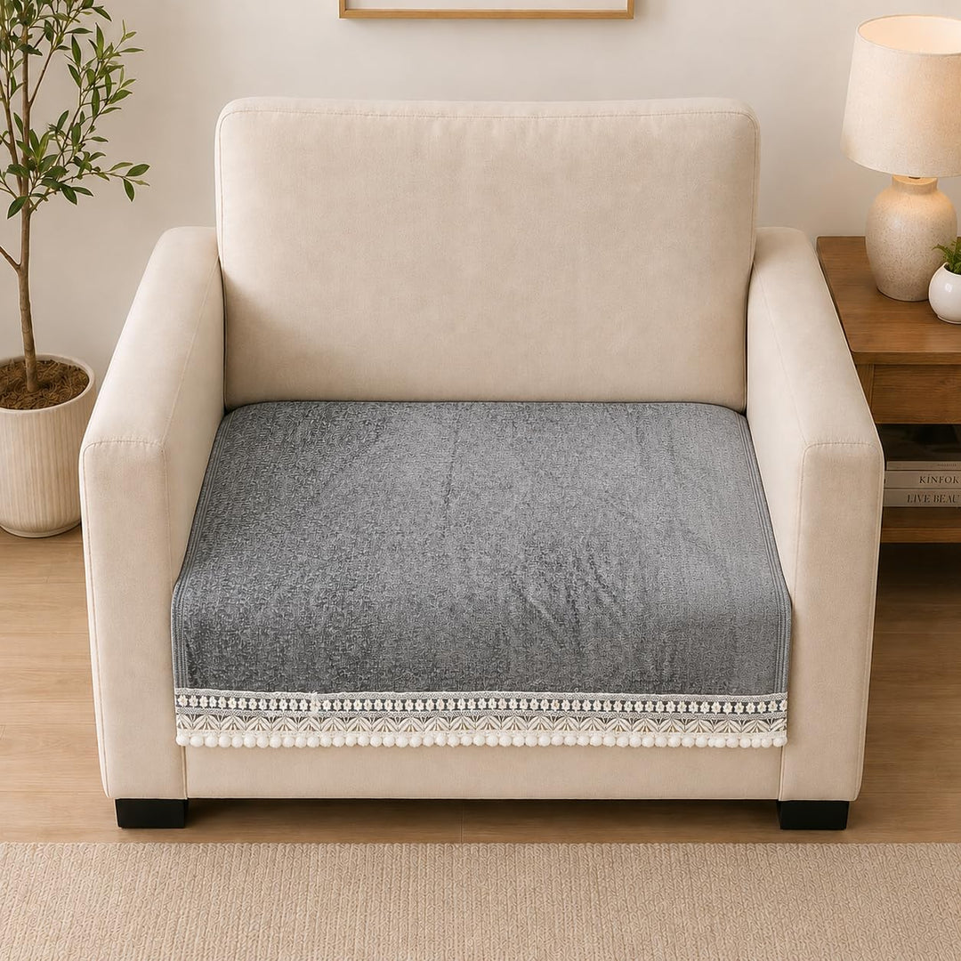 Suede Velvet Sofa Mat 1 Seater | Velvet Grace – Graphite Grey