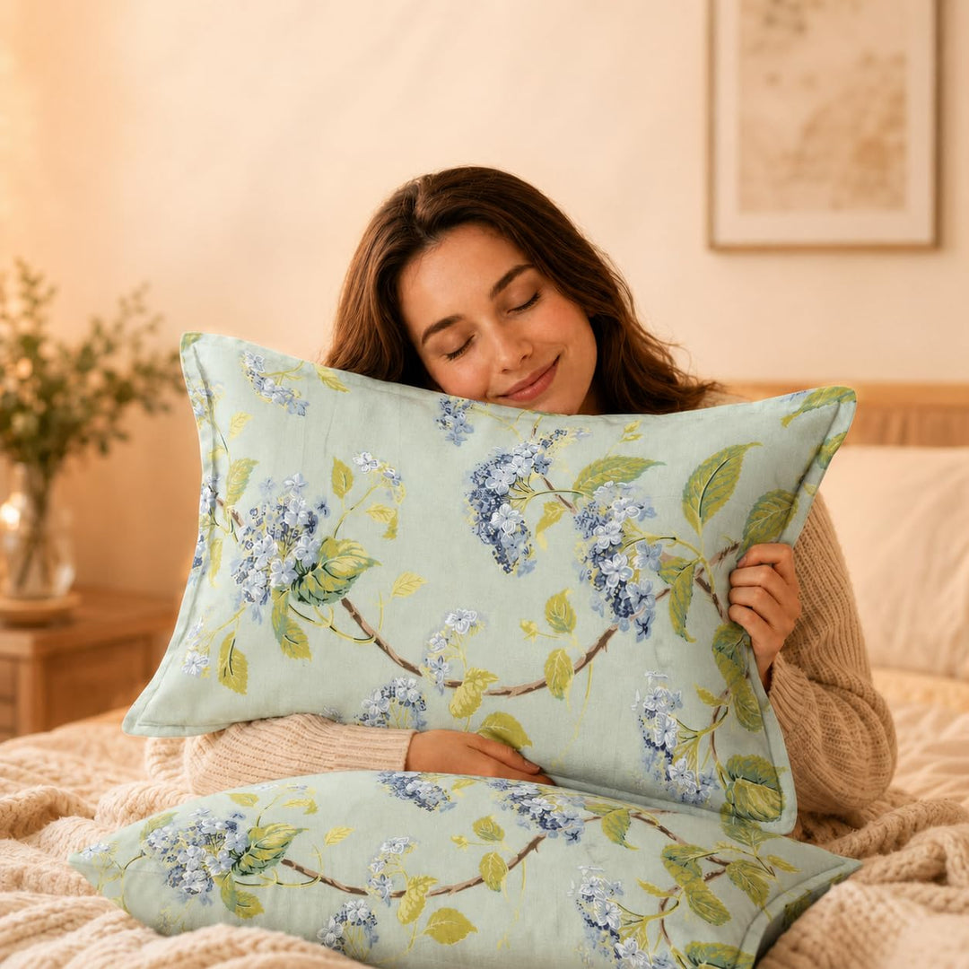 100% Cotton Pillow Covers Set of 2, Morning Mist, 17x 27 Inch