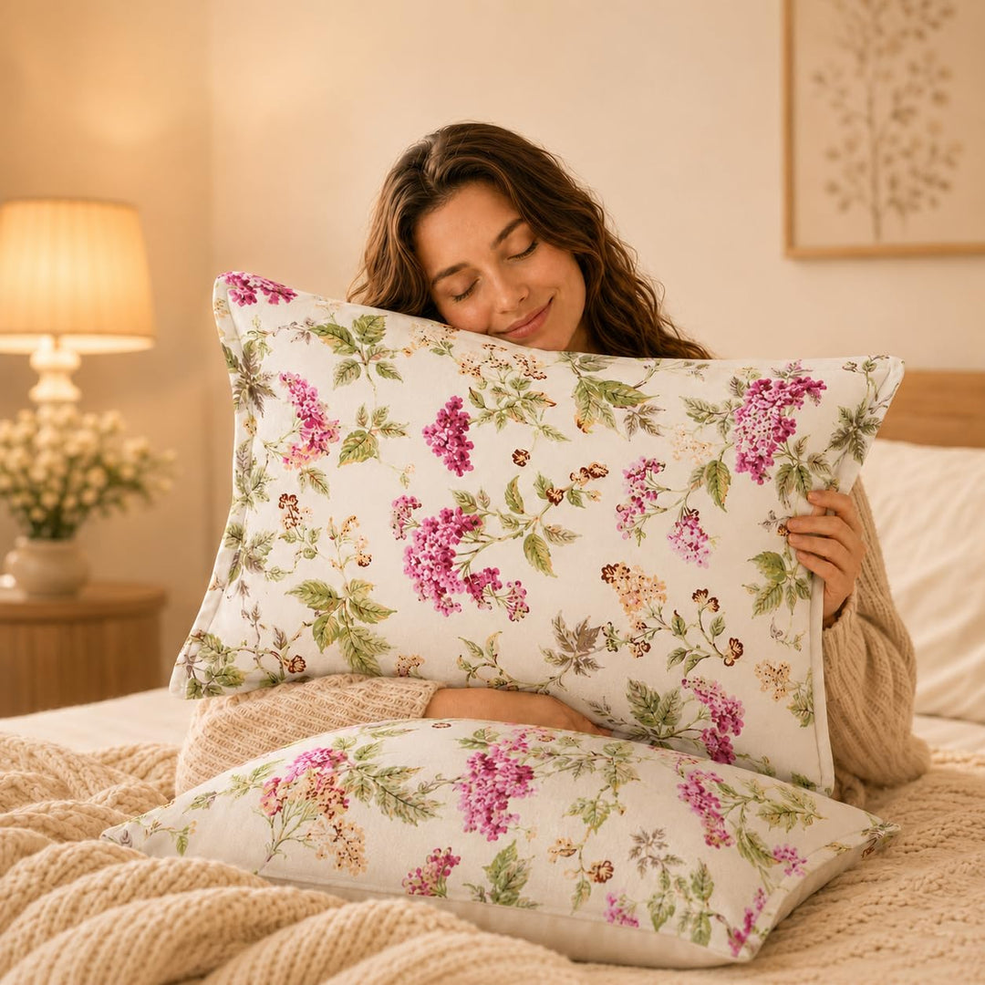 100% Cotton Pillow Covers Set of 2, Spring Sonata, 17x 27 Inch