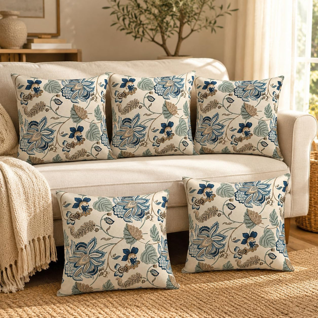 Cotton Cushion Covers 22x22 Inches Pack of 5 | Azure Fern