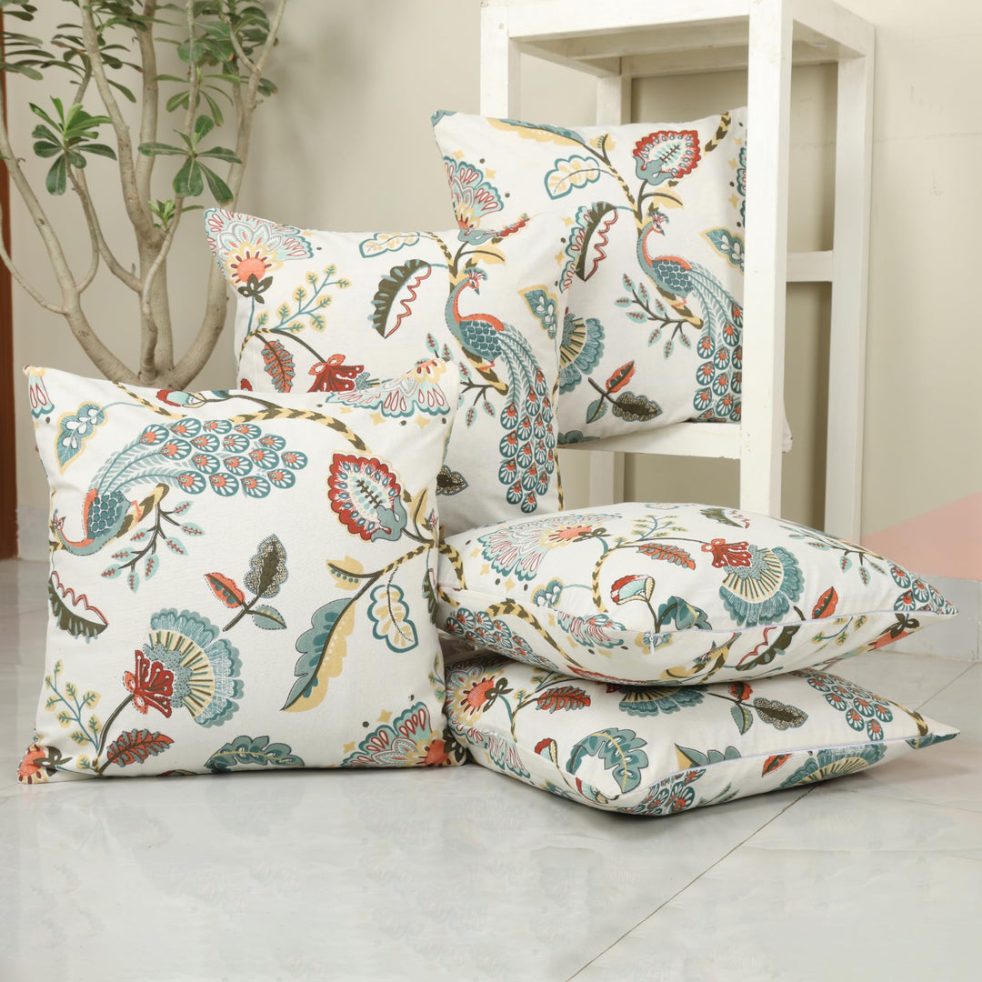Cotton Cushion Covers Set of 5; 12x12 Inches; Tulip Treats