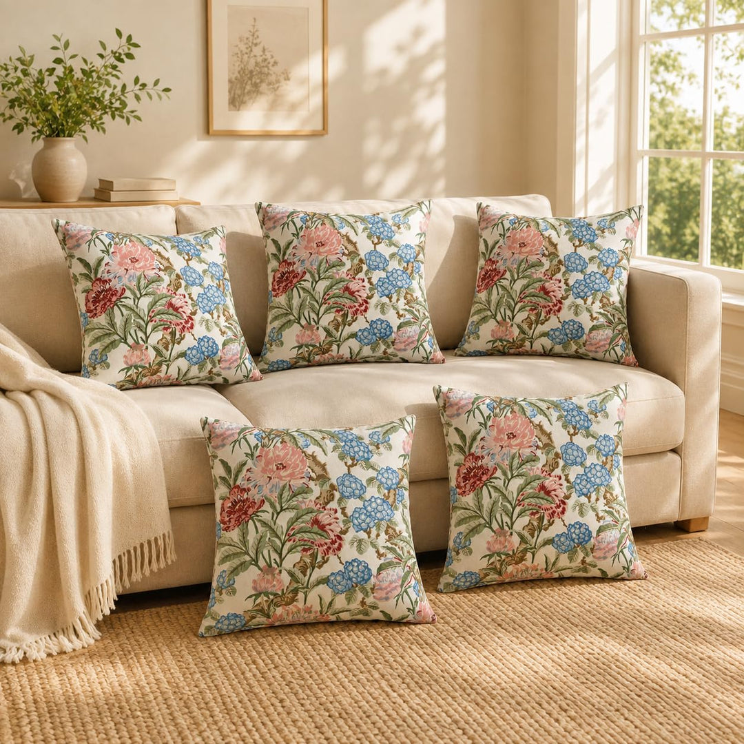 Cotton Cushion Covers 18x18 Inches Pack of 5 | Coral Mist