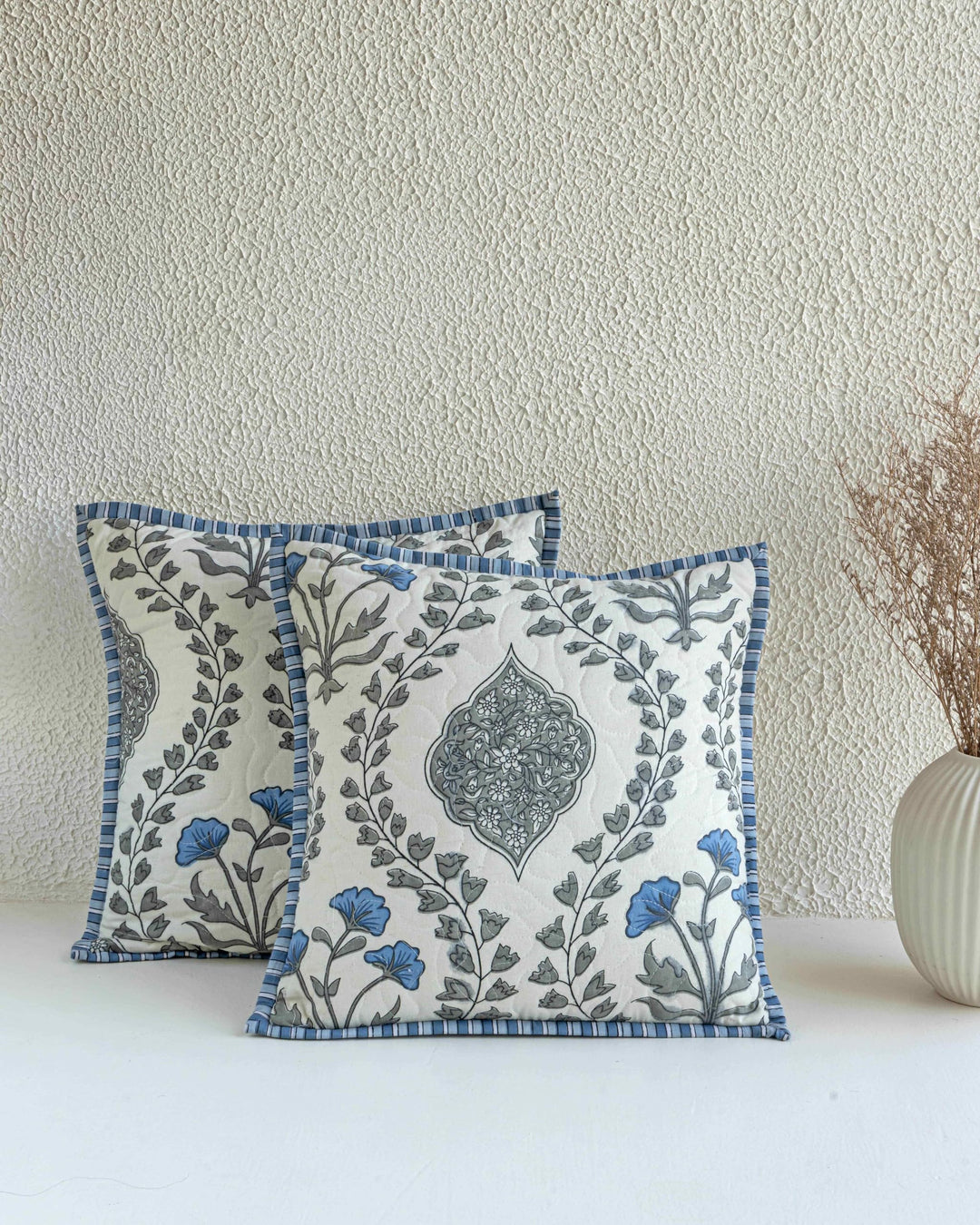 Premium Cotton Cushion Covers; Set of 2; 18x18 Inches; Petal Dreams