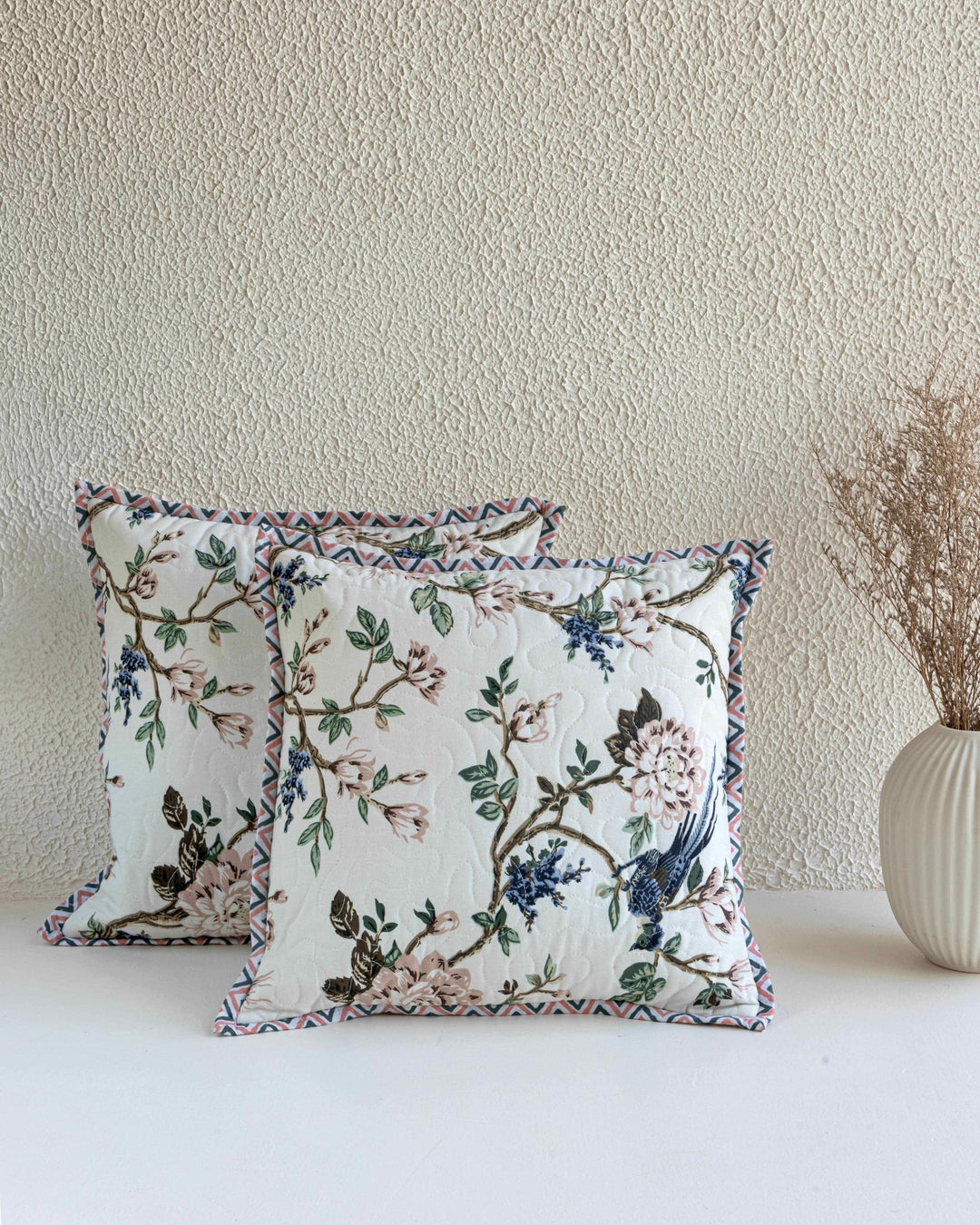 Premium Cotton Cushion Covers; Set of 2; 24x24 Inches; Vibrant Florals