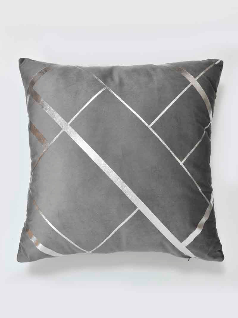 Velvet Cushion Covers; Set of 5; Geometric On Grey