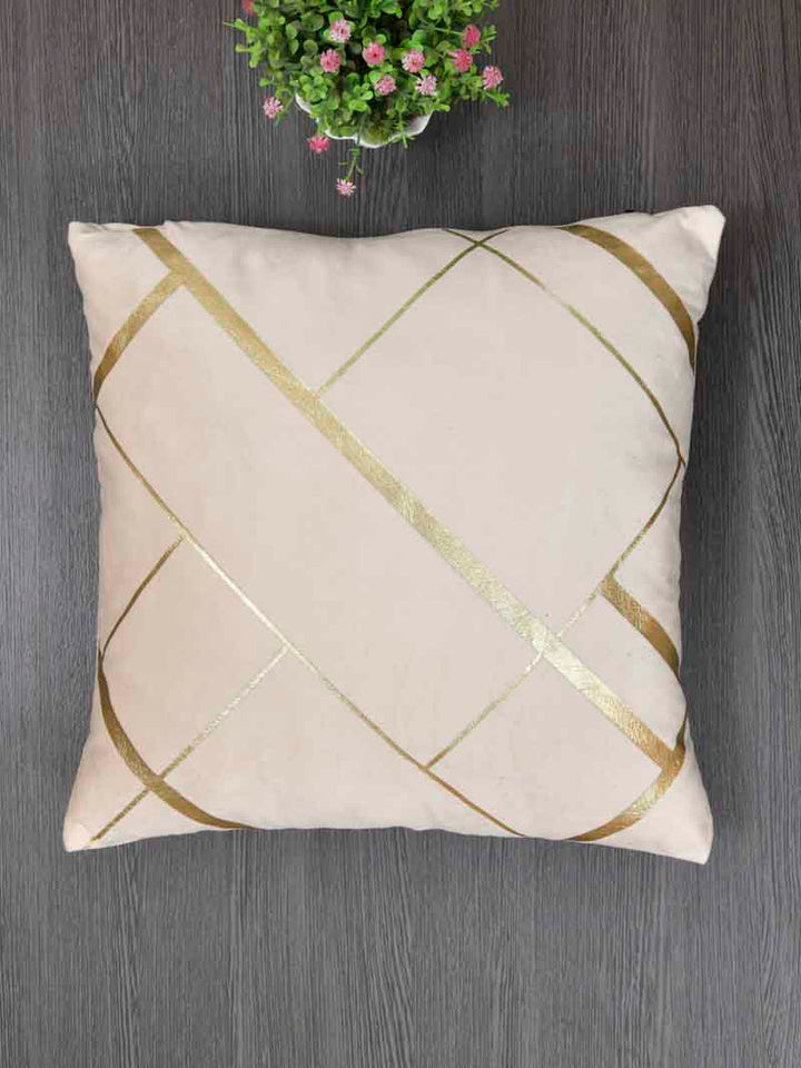 Velvet Cushion Covers; Set of 5; Geometric On Cream
