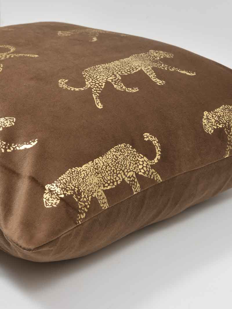 Velvet Cushion Covers; Set of 5; Leopard On Brown