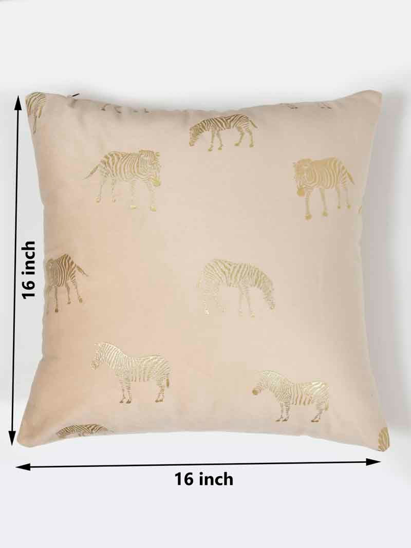 Velvet Cushion Covers; Set of 5; Zebra On Cream