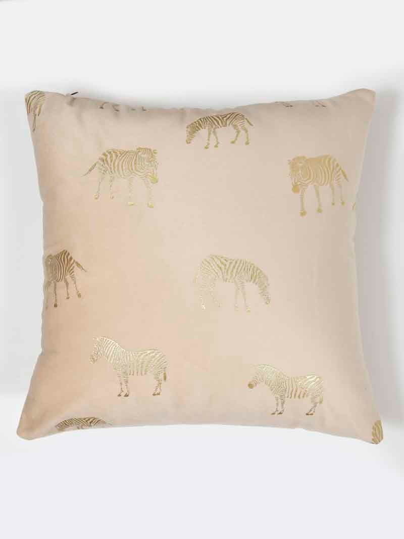 Velvet Cushion Covers; Set of 4; Zebra On Cream