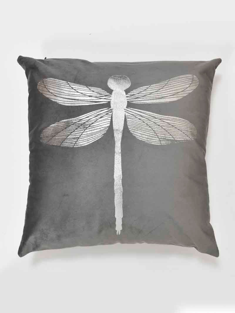 Velvet Cushion Covers; Set of 3; Butterfly On Grey