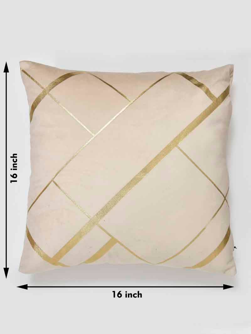 Velvet Cushion Covers; Set of 3; Geometric On Cream
