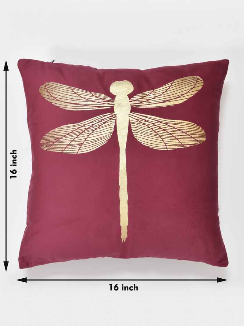 Velvet Cushion Covers; Set of 3; Butterfly On Red