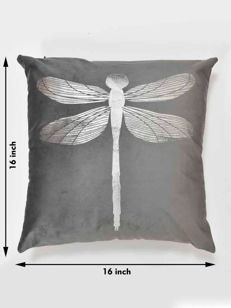 Velvet Cushion Covers; Set of 2; Butterfly On Grey