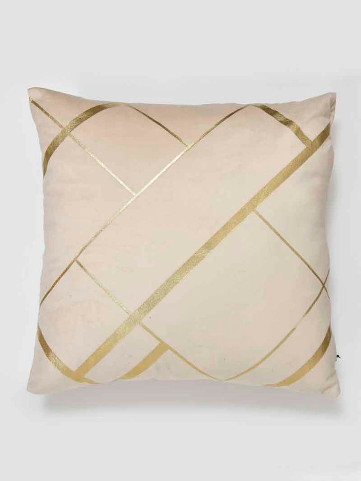 Velvet Cushion Covers; Set of 2; Geometric On Cream