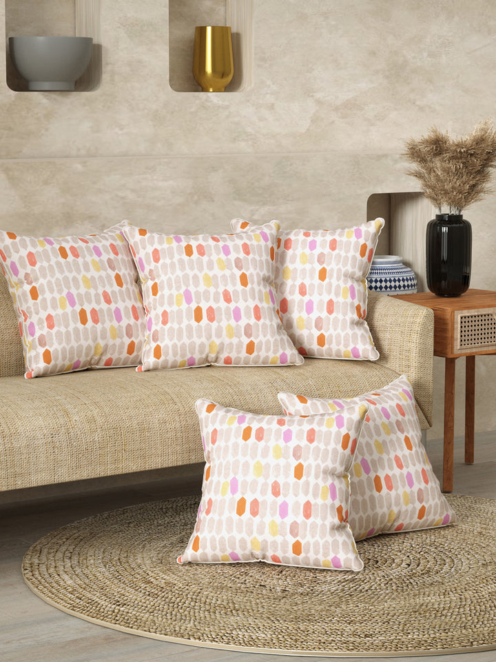 Cushion Cover Set Of 5; Multicolor Hexagons