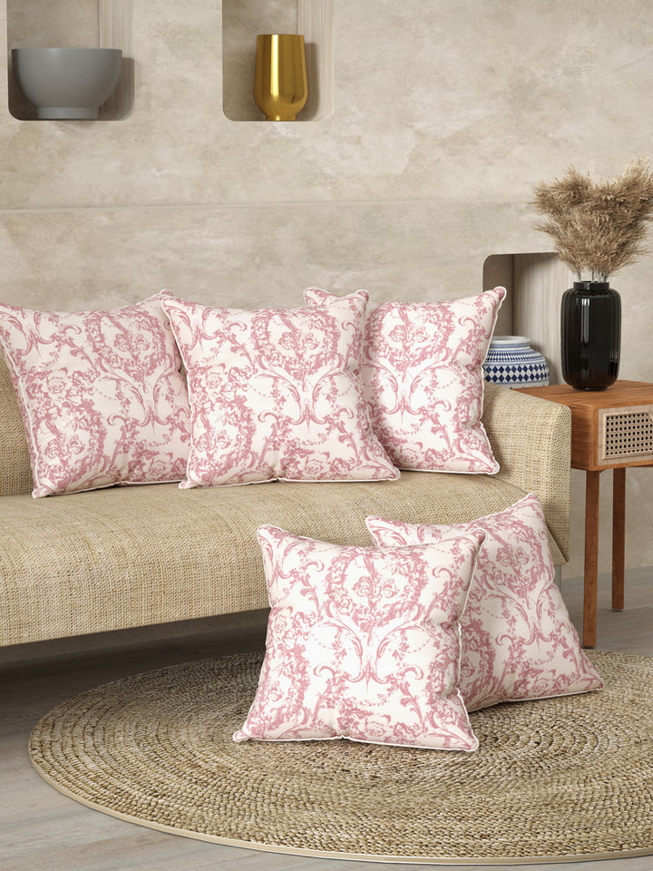 Cushion Cover Set Of 5; Traditional Pink