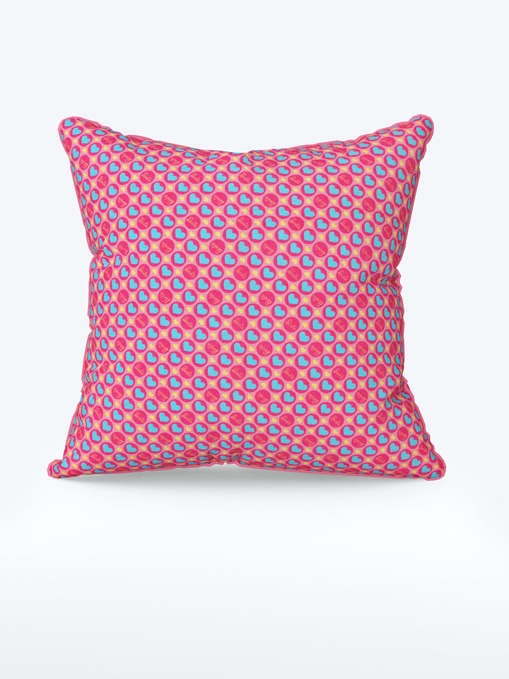 Cushion Cover Set Of 5; Hearts On Pink
