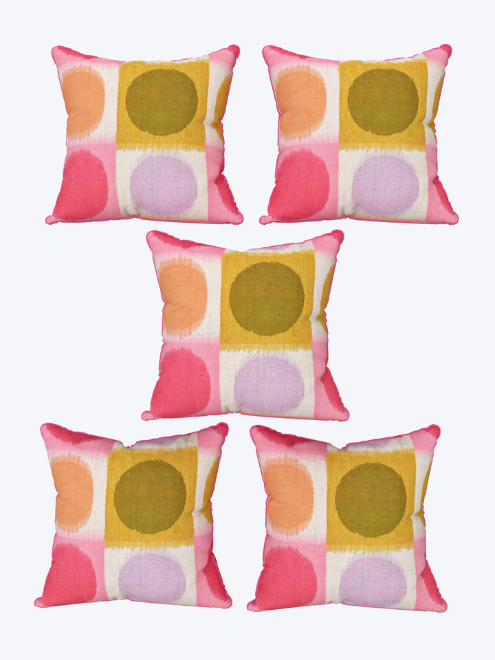 Cushion Cover Set Of 5; Multicolor Circles