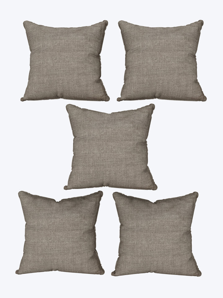 Cushion Cover Set Of 5; Grey Self