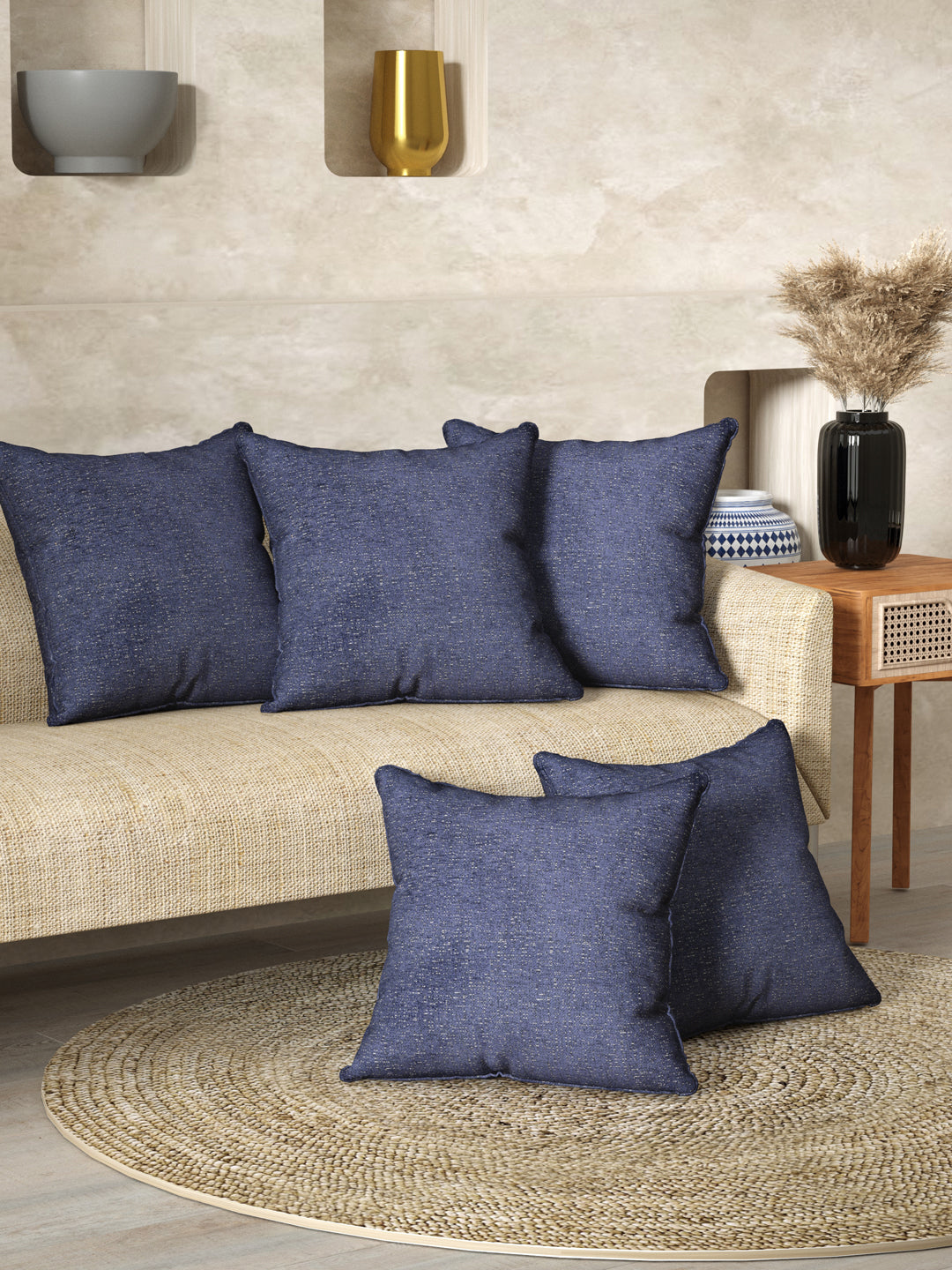 Cotton Cushion Cover; Berry Blue