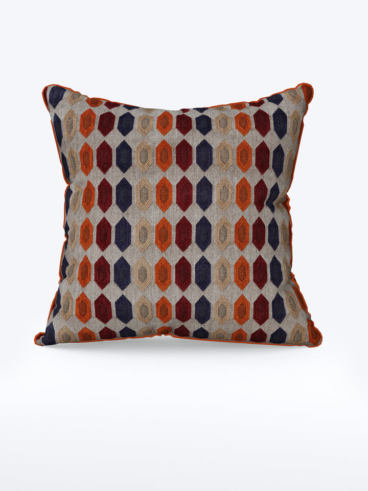 Cushion Cover Set Of 5; Orange Maroon Hexagon